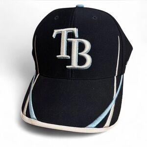 Tampa Bay rays blue and black team hat. Velcro strap.